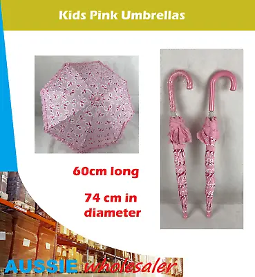 $14.99 • Buy 2x AU Umbrella Childrens Kids Pink Butterfly Pattern Colourful Auto Open 
