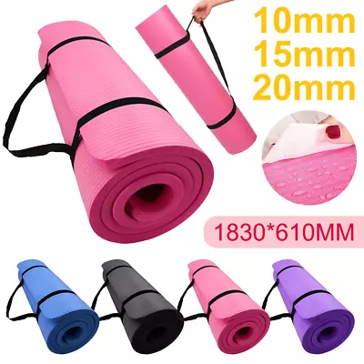 10/15/20MM Thick Yoga Mat Pad NBR Nonslip Exercise Fitness Pilate Gym Durable • $16.99