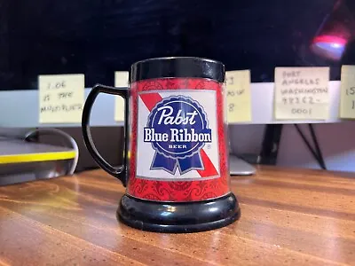 RARE Vintage ~ Pabst Blue Ribbon Black Tapered Plastic Mug ~ 4 7/8  Tall • $19.99