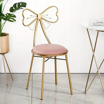 Makeup Vanity Girl Chairs Stool For Bedroom With Bow Knot BackrestVelvet Cushio • $30.61