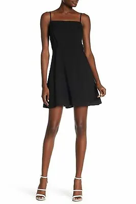 Socialite Womens Black Spaghetti Strap Smocked Back Skater Dress Size S NYC7 • £19.27