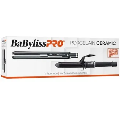 Set Babyliss Pro Porcelain Ceramic 450° Flat Iron Hair Straightener & Curling • $50