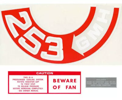 Holden V8 Engine Decal Kit HT HG HQ '253 GMH' Air Cleaner + Oil + Beware Of Fan • $47.60