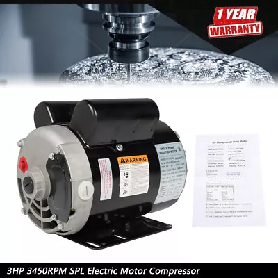 3 HP 3450RPM Electric Motor Compressor Duty 56 Frame 1Phase 115-230V New • $135.99