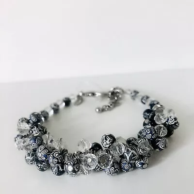 Viva Beads Black Tie Crystal Beads Bracelet NWT • $19.90