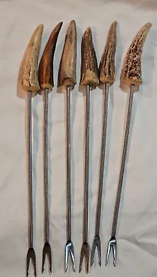 Lot Of 6 Vintage Stainless Steel Germany 9” Fondue Forks Antler Stag • $7.99