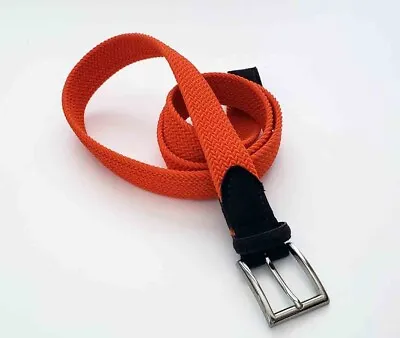 Abercrombie & Fitch Leather Suede And Fabric Belt Orange Brown Men's L 38-40 • $24.99