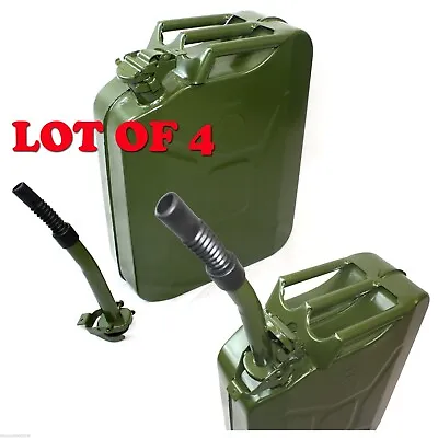 LOT 4 NATO 5 Gallon Jerry Can Gasoline Refill Steel Tank W/ Nozzle Military • $129.99