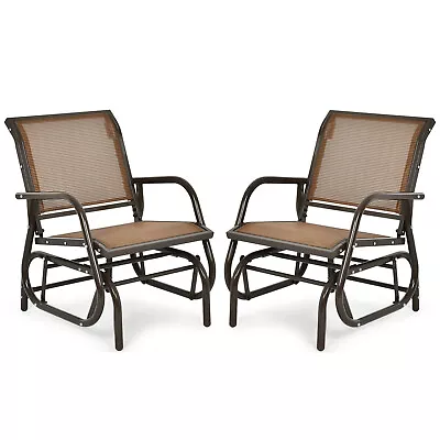 Topbuy Outdoor Single Glider Chair Rocking Seating Lounging Chair With Armrest • $99.99