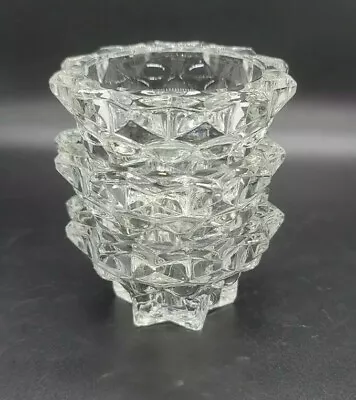 3pc Set Vintage Reims France Clear Glass Candle Holders Pointed Star Base Sides • $32.99