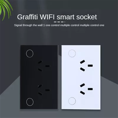 $40.93 • Buy Google Home Alexa LED Double Power Point Socket Glass Switch Wall Outlet WIFI