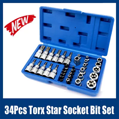 34PCS E Torx Socket Set Female Start Bit External Hex Torque Tool Garage Car DIY • $23.49