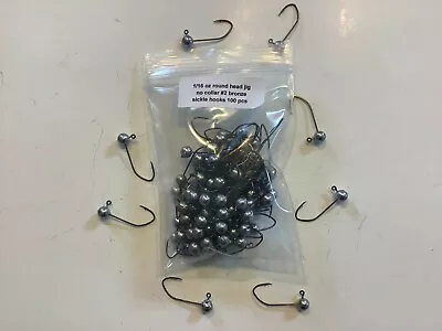 100pcs Unpainted 1/16 Oz Round Head Jig With No Collar And #2 Bronze Sickle Hook • $17.85