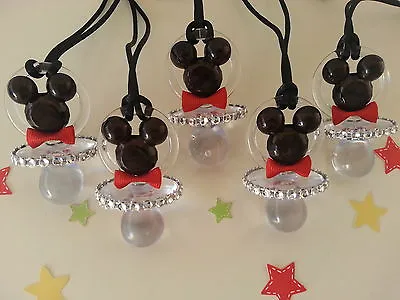 12 Mickey Mouse Pacifier Necklaces Baby Shower Game Favors Prizes Boy Decoration • $17.99