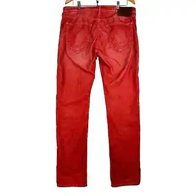 True Religion Geno Corduroy Jeans Pants Mens Size 36x33.5 Red Straight Leg • $33.96