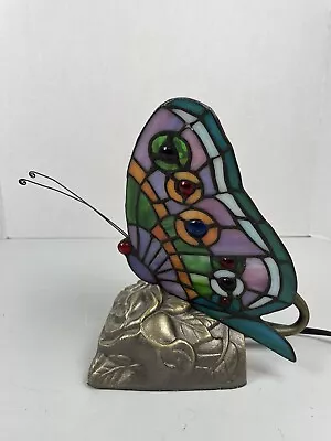 Tiffany Style Stained Glass Butterfly Table Desk Lamp Night Light 8.5” Tall • $25