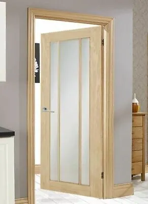 Internal Door Oak Lincoln Langdale Worcester Frosted Glass Unfinished Oak • £155.99