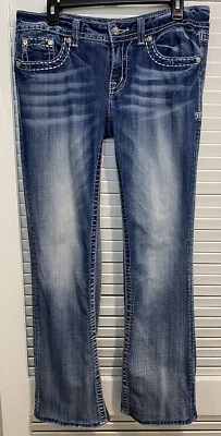 £25.44 • Buy Miss Me Women's Jeans Size 30 Beautiful Thick Stitch Flap Pockets Low Rise Boot