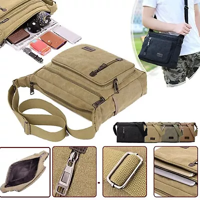 Retro Men's Canvas Shoulder Messenger Bag Crossbody Satchel Travel Man's Bags AU • $29.99