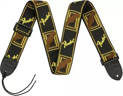 NEW Fender Monogrammed 2  GUITAR STRAP Black Yellow Brown 0990681000 • $11.99