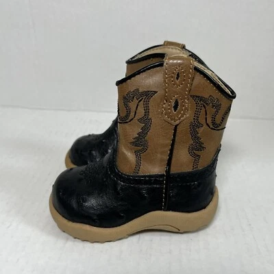 $24.50 • Buy ROPER Cowbabies Newborn Ostrich Print Faux Leather Cowboy Size 2 Boots