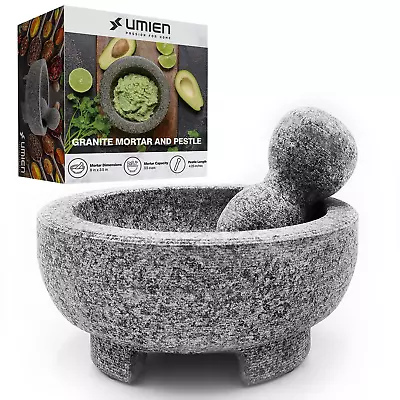 Granite Mortar And Pestle Set Guacamole Bowl Molcajete 8 Inch - Natural Stone Gr • $41.24