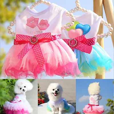 £6.99 • Buy Princess Dog Cat Dress Tutu Flowers Lace Pet Puppy Skirt Spring/Summer Outfit UK