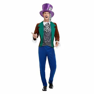 Adults Fancy Dress Costume Outfit Mad Hatter Checkered Mens Costume Fancy Dress • £30.15