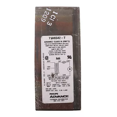 Advance 71a6542-t Metal Halide Magnetic Ballast Core Only M47 1000w 480v • $104.48