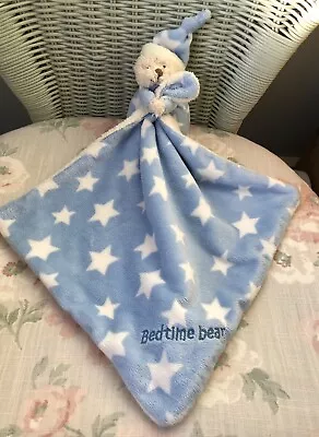 Mothercare Blue Cream Stars Bedtime Bear Teddy Comforter Blankie Soft Toy Doudou • £8.99