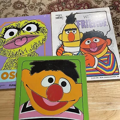 Three Vintage Sesame Street Playskool Wooden Puzzles • $19