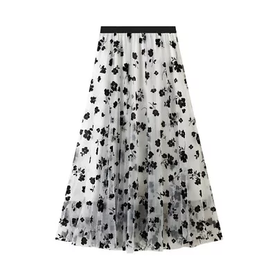 Mid-Length Pleated Skirt New Mesh Skirt Women's Summer • £17.29