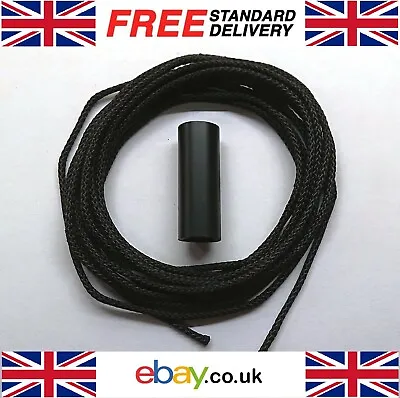 1 X Black Satin Tassel / Acorn & 200cm Black Cord / Light Pull Cord • £4.49