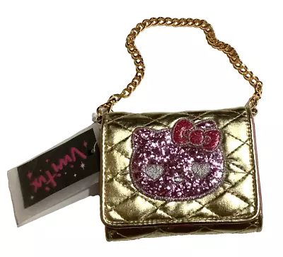 Rare Sanrio Vintage Hello Kitty Vivitix Bi-fold Wallet Purse Gold Japan 2008 Tag • $38