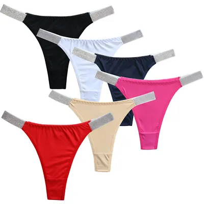 Sexy G-string Thongs Briefs Women Panties T-back Rhinestones Low Waist Classic • £3.07