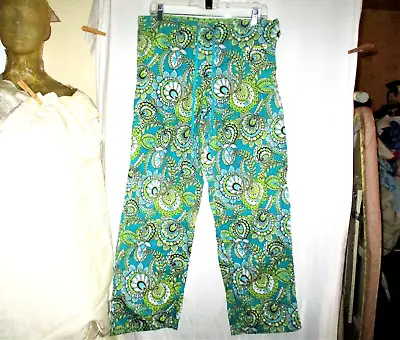 $14.99 • Buy Vera Bradley Cotton Pajama Lounge Pants Peacock L Blue Green Drawstring