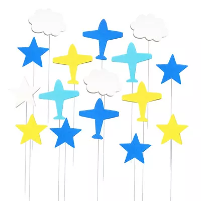  16 Pcs Plane Theme Party Decorations Cupcake Toppers Decorate • £3.99