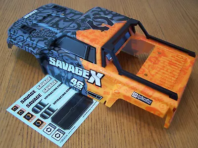 HPI Savage X 4.6 GT-6 Grey Orange Factory Painted Truck Body & Decal Sheet NITRO • $45.99