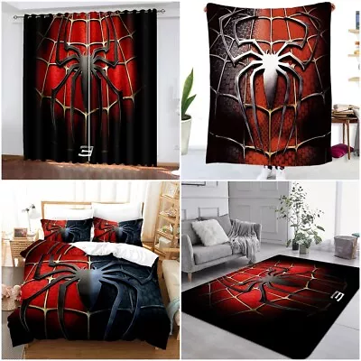 Marvel Spiderman Duvet Cover Bedding Set Blanket Carpet Floor Mat Curtains Gifts • £12.58