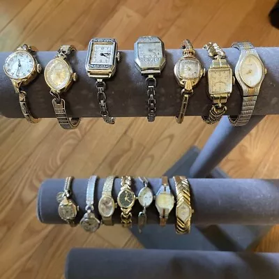 LOT Of  14 Vintage Women's Wrist Watches Elgin Waltham Bulova Gruen More • $9.50