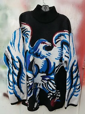 Vintage 90's GSL Animal Nature Bird Sweater 2xL Wool Knit Color Block Rap • $150