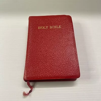 Vintage K. James Illustrated Holy Bible Red Leather Gilt Edge Eyre & Spottiswood • £19.99