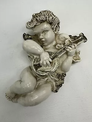 Vintage Musical Cherub-banjo-Universal Statuary Corp.-10 -HOLLYWOOD REGENCY • $11.16