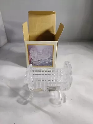 Vintage Beautiful 24% Lead Crystal Baby Cradle 2.75  Tall NIB 2.25  Opening For  • $25.68