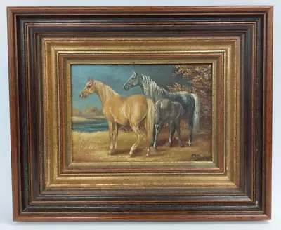 Pam Donne 1988 Acrylic Painting Of Horses Framed Signed  I18 P541 • £7.50