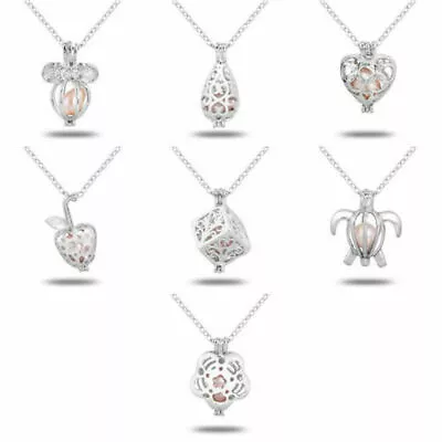 1PC Wholesale Pearl Oyster Bead Silver Locket Cage Pendant Charms Necklace Gifts • $4.68