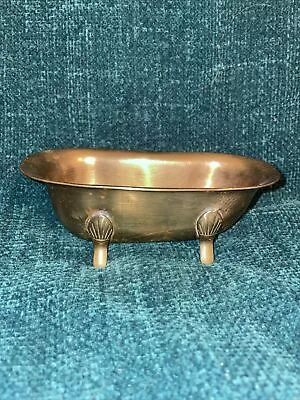 Vintage Brass Miniature Clawfoot Tub Soap Dish Doll House Planter 5” X 2.5”x 2” • $9.99