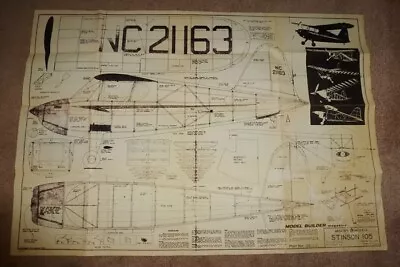 Megow's 40 X28  STINSON 105 Model Airplane Instruction Sheet - CY 1939 - RARE! • $7.95