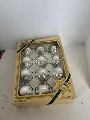 12   Rauch  / Pyramid  Silver  Glass  Christmas Ornaments   VINTAGE Made In USA • $12