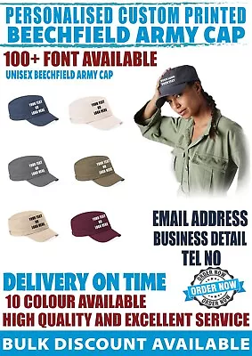 Personalised Printed Custom Text Army Military Cadet Cap Fishing Hunting Hat • £6.99